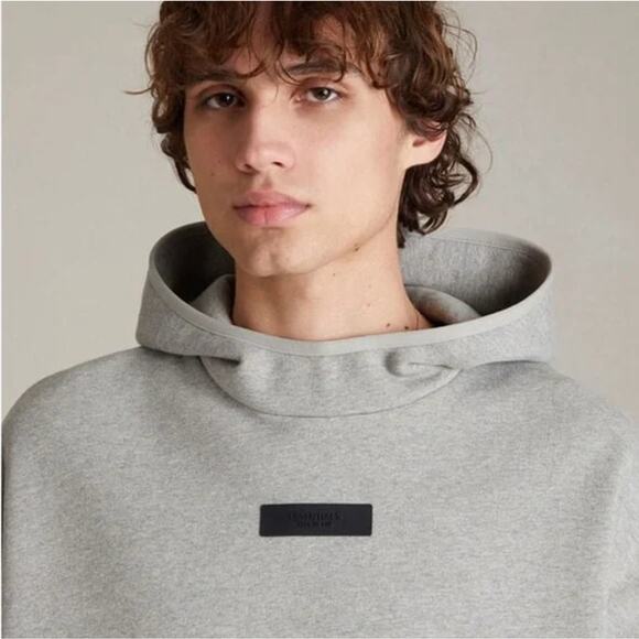 (L) NWT $100 Fear of God Essentials Dark Heather Oatmeal Hoodie - Picture 6 of 8